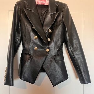 Black Double-Breasted Women's leather Jacket